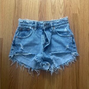 Zara Cut Off Jean Shorts Distressed Frayed Hem